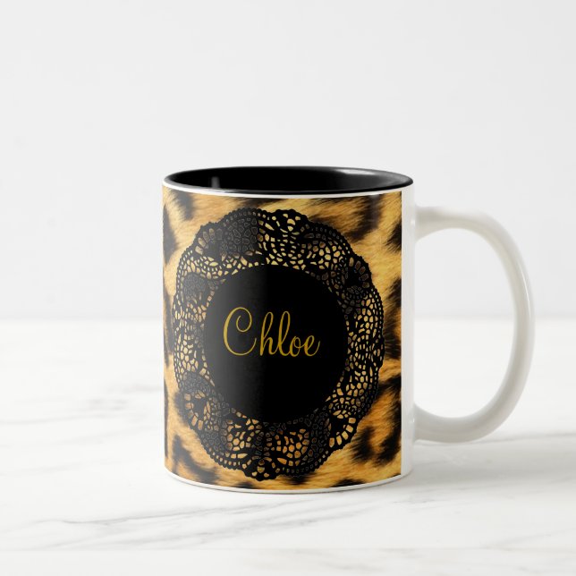 De Café Em Dois Tons Caneca do impressão do leopardo (Direita)