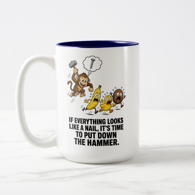 De Café Em Dois Tons Caneca do Macaco com Martelo (Esquerda)