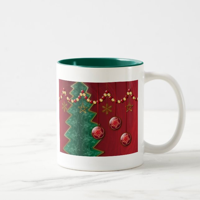 De Café Em Dois Tons Caneca do Natal da celebração do Fractal (Direita)