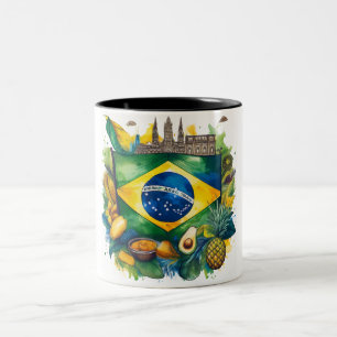 De Café Em Dois Tons Caneca do Patrimônio Brasileiro - Ícones Culturais