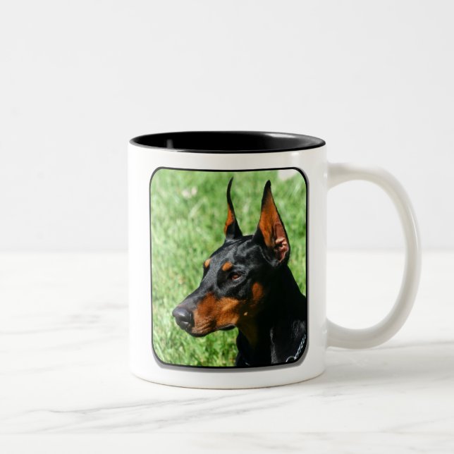 De Café Em Dois Tons caneca do pinscher do doberman (Direita)