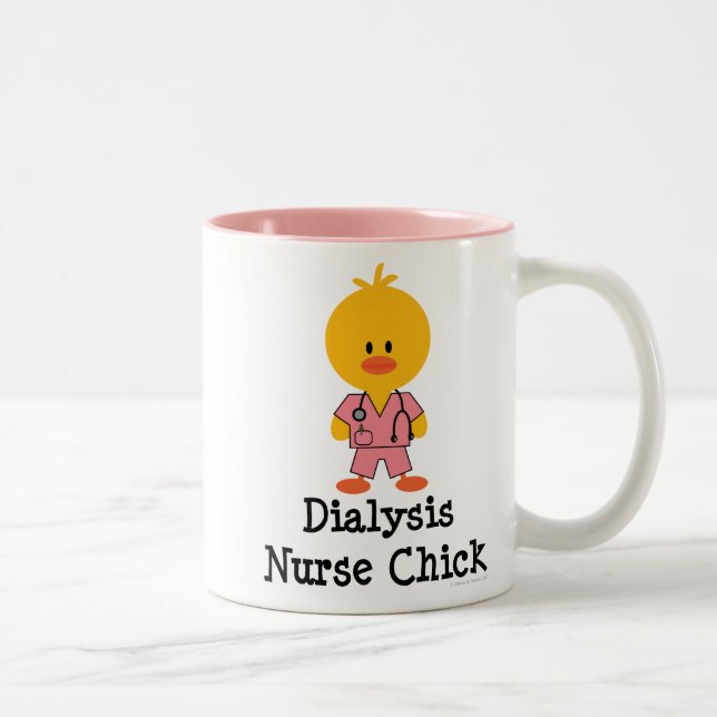 De Café Em Dois Tons Caneca do pintinho da enfermeira da diálise (Direita)