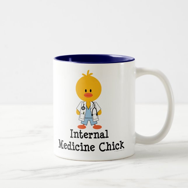 De Café Em Dois Tons Caneca do pintinho da medicina interna (Direita)