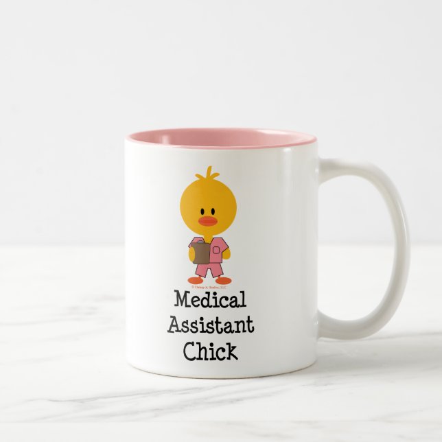 De Café Em Dois Tons Caneca do pintinho do assistente médico (Direita)