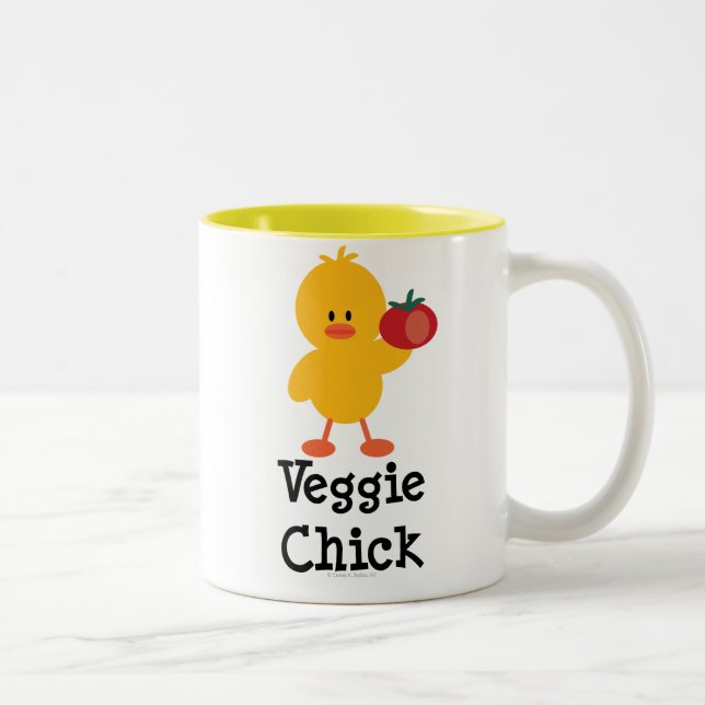 De Café Em Dois Tons Caneca do pintinho do vegetariano (Direita)