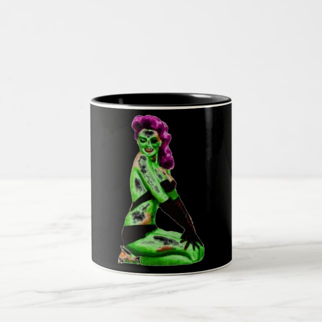 De Café Em Dois Tons Caneca do Pinup do zombi (Centro)
