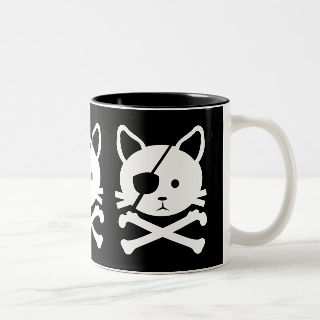 De Café Em Dois Tons Caneca do pirata do gato (Direita)
