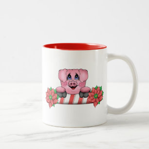 De Café Em Dois Tons Caneca do porco do Natal