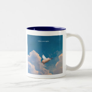 De Café Em Dois Tons caneca do porco do vôo