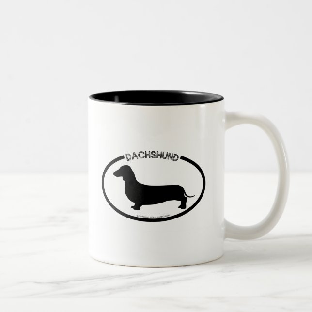 De Café Em Dois Tons Caneca do preto da silhueta do Dachshund (Direita)