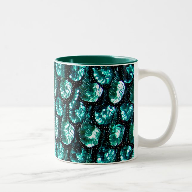 De Café Em Dois Tons Caneca do Sequin do Aqua (Direita)