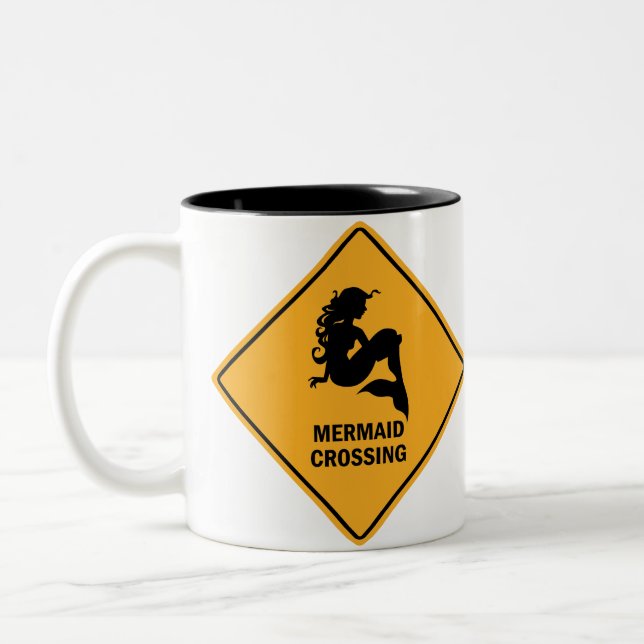 De Café Em Dois Tons Caneca do sinal do cruzamento da sereia (Esquerda)