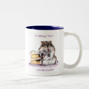 De Café Em Dois Tons Caneca do tempo do aniversário (hamster)