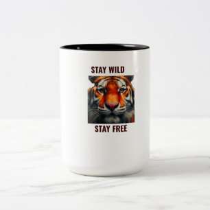 De Café Em Dois Tons Caneca do Tigre Fique Selvagem Fique Livre Caneca 
