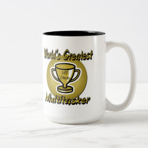 De Café Em Dois Tons Caneca do troféu do Multitasker do mundo a grande
