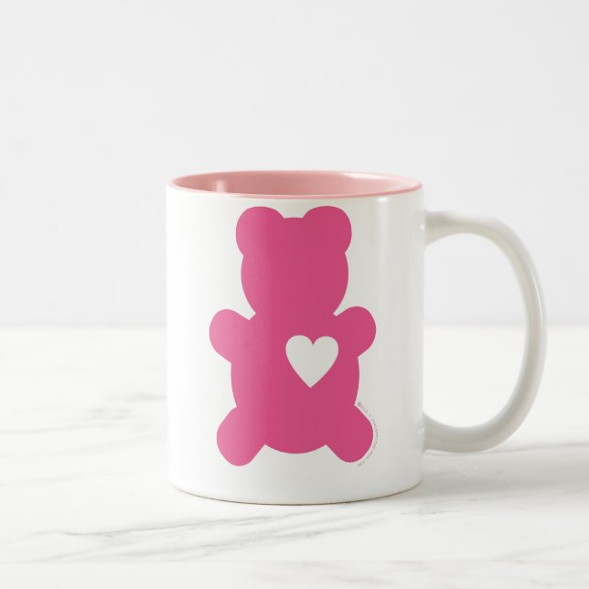 De Café Em Dois Tons Caneca do ursinho do amor do rosa quente (Direita)