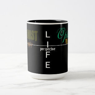 De Café Em Dois Tons Caneca do Vida-Optimista-Pessimista