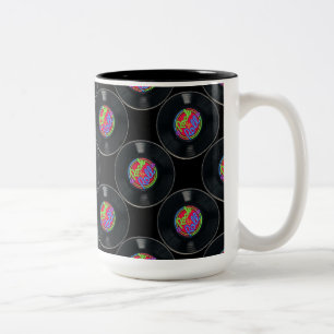 De Café Em Dois Tons Caneca do vinil do vintage do rock and roll