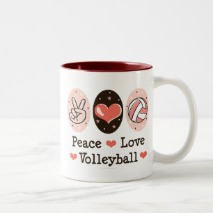 De Café Em Dois Tons Caneca do voleibol do amor da paz