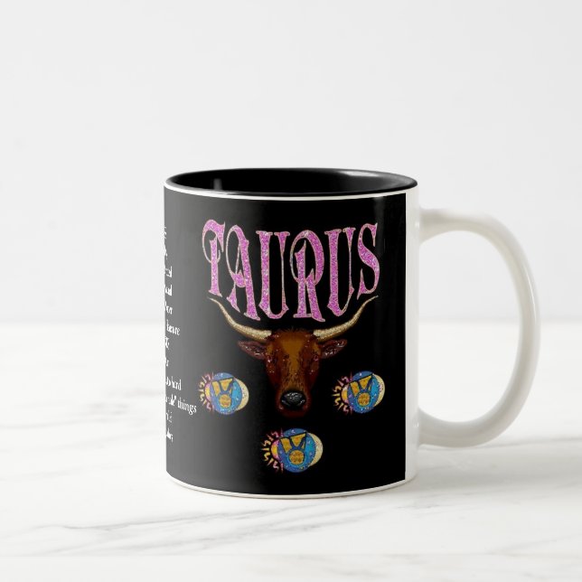 De Café Em Dois Tons Caneca do zodíaco do sinal do nascimento do Taurus (Direita)