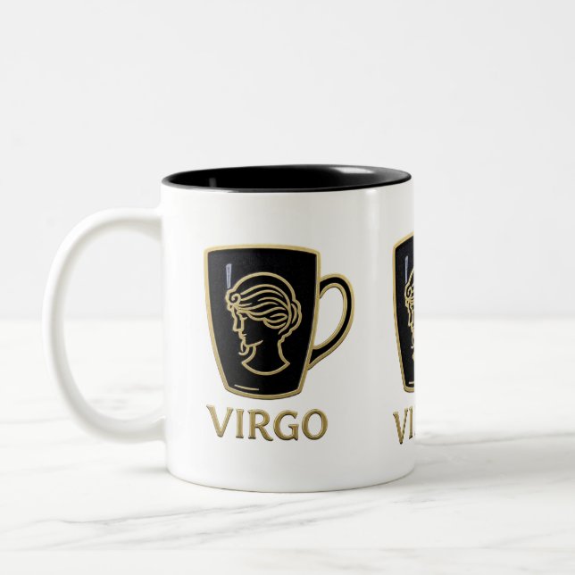 De Café Em Dois Tons Caneca do Zodíaco Virgem Elegante (Esquerda)