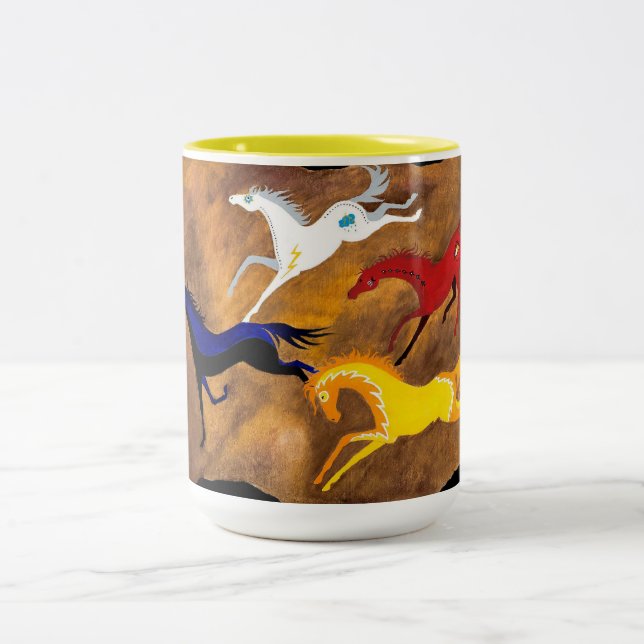 De Café Em Dois Tons Caneca dos cavalos da medicina (Centro)