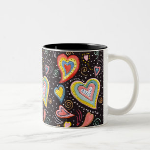 De Café Em Dois Tons caneca dos corações