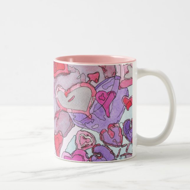 De Café Em Dois Tons Caneca dos corações dos namorados (Direita)