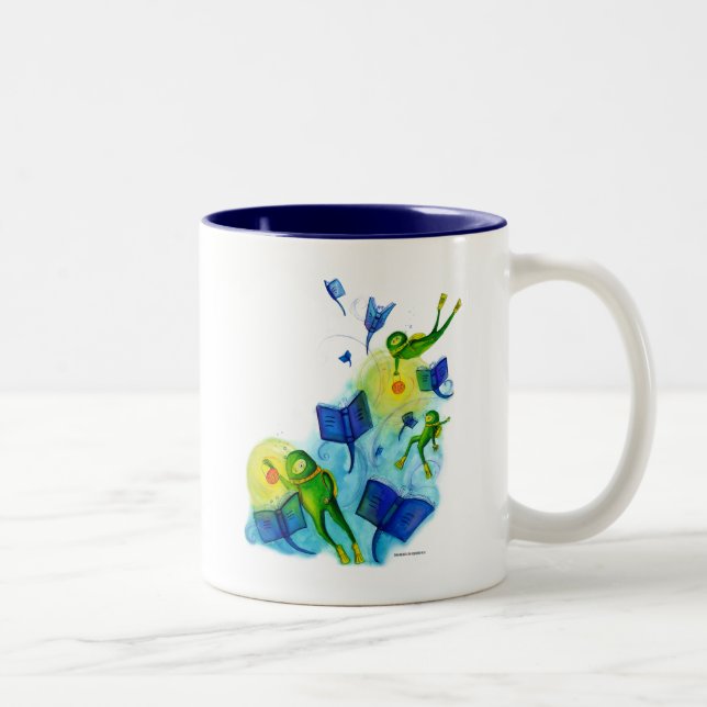 De Café Em Dois Tons Caneca dos mergulhadores do livro (Direita)