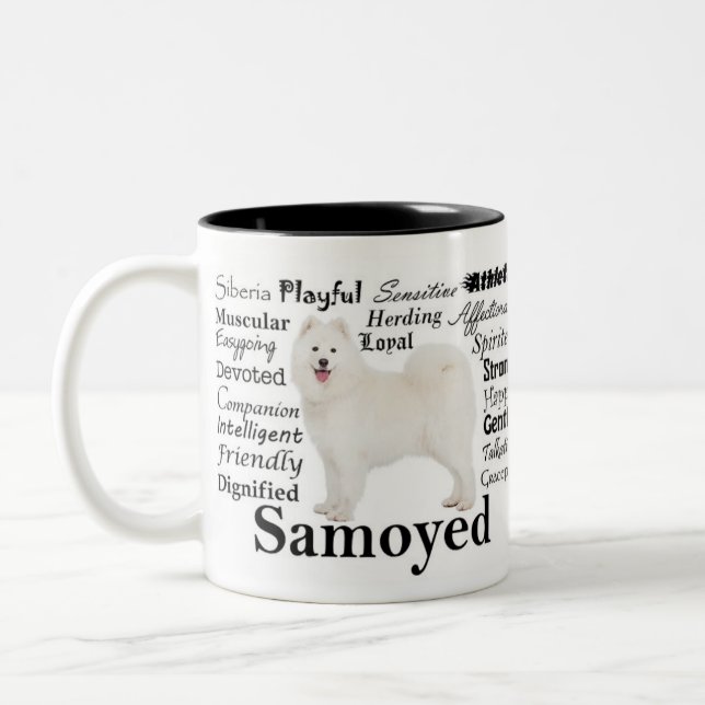 De Café Em Dois Tons Caneca dos traços do Samoyed (Esquerda)