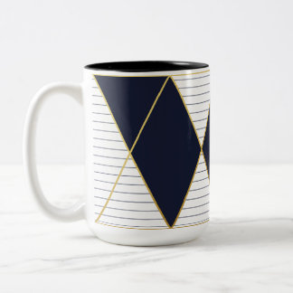 De Café Em Dois Tons Caneca Dourado do Dois-Tom do monograma da listra