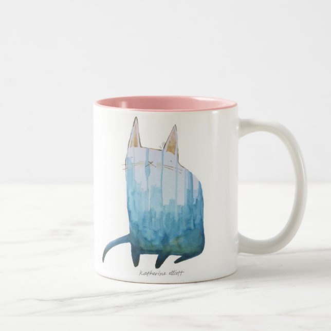 De Café Em Dois Tons Caneca | Edgar do gatinho da aguarela (Direita)