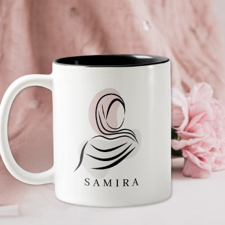 De Café Em Dois Tons Caneca Elegante com Nome Personalizado para Hijab