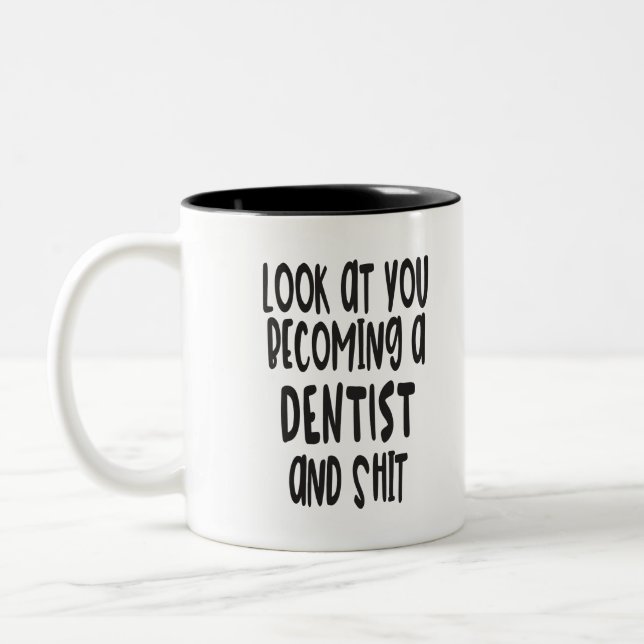De Café Em Dois Tons Caneca engraçada da graduação do dentista (Esquerda)