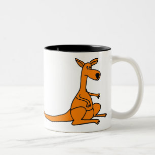 De Café Em Dois Tons Caneca engraçada do canguru dos desenhos animados