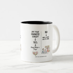 De Café Em Dois Tons Caneca engraçada do Dia das Mães Filho Favorito Gi