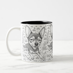 De Café Em Dois Tons Caneca engraçada Min-pin/Chihuahua