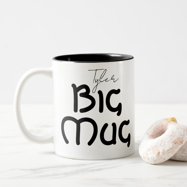 De Café Em Dois Tons Caneca Enorme Personalizada Nome Grande Novidade (Com Donut)