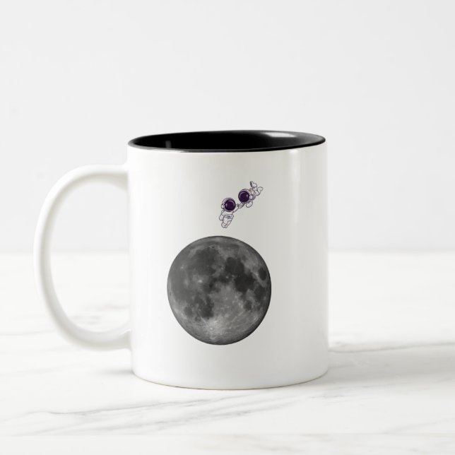 De Café Em Dois Tons Caneca Espacial Astronauta e Lua (Esquerda)