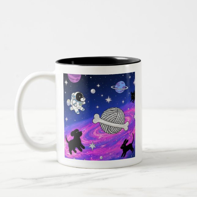 De Café Em Dois Tons Caneca Espaço Galáxia Cachorro Astronauta Capricho (Esquerda)