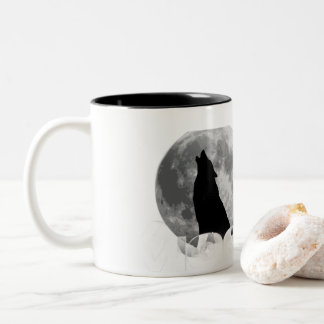 De Café Em Dois Tons Caneca Estética Y2K com Lobo Uivando para a Lua Ch