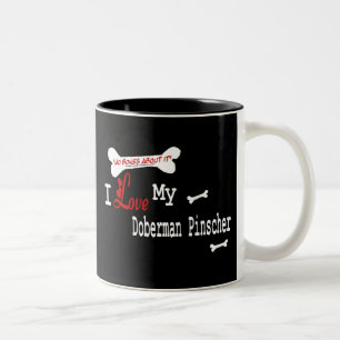 De Café Em Dois Tons Caneca (Eu Amo) Doberman Pinscher