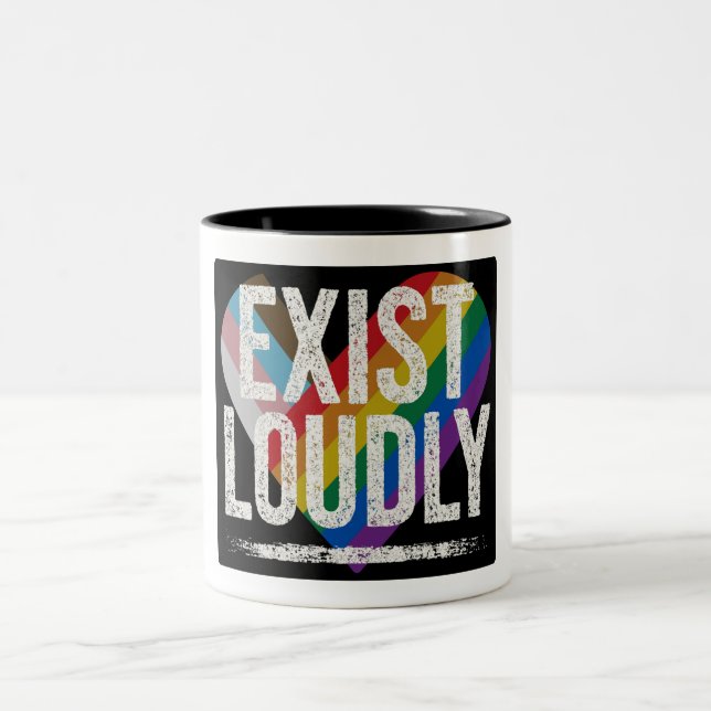 De Café Em Dois Tons Caneca Exist Loudly Orgulho Arco-íris (Centro)