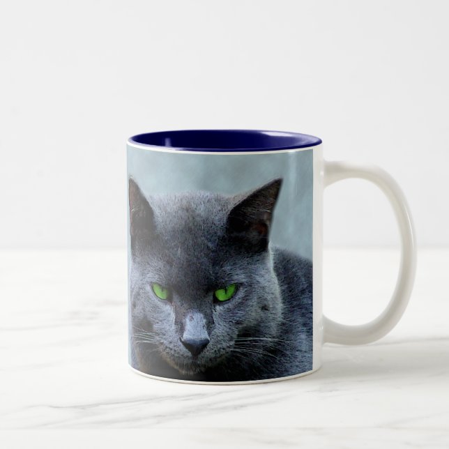 De Café Em Dois Tons Caneca Eyed verde do gato (Direita)