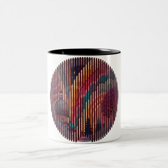 De Café Em Dois Tons Caneca Fantasia Domo Óptico – Personalizável (Centro)