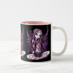 De Café Em Dois Tons Caneca feericamente cor-de-rosa laçado do dia dos
