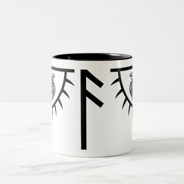De Café Em Dois Tons Caneca feita sob encomenda que caracteriza Huginn (Centro)