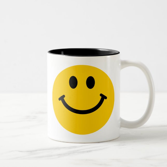 De Café Em Dois Tons Caneca feliz amarela da cara (Direita)