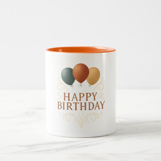 De Café Em Dois Tons Caneca - Feliz Aniversário (Centro)