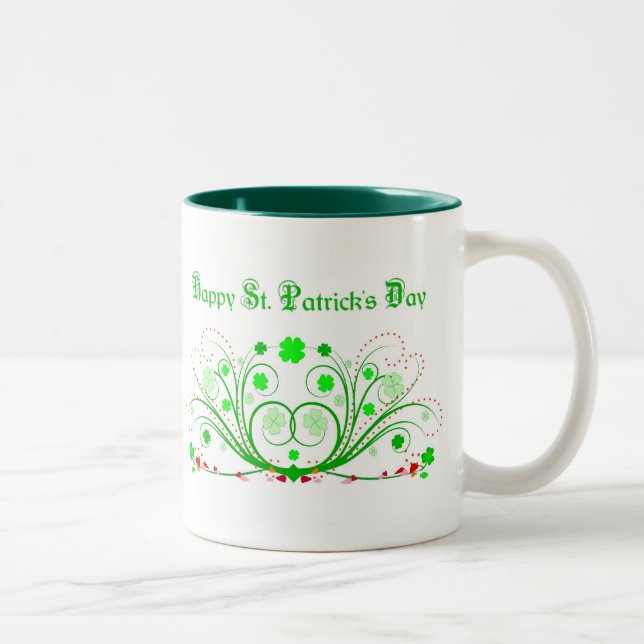 De Café Em Dois Tons Caneca feliz do dia do St. Patricks - rolos celtas (Direita)